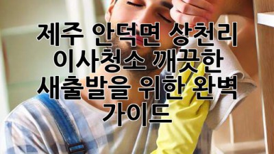 제주 안덕면 상천리 이사청소: 깨끗한 새출발을 위한 완벽 가이드